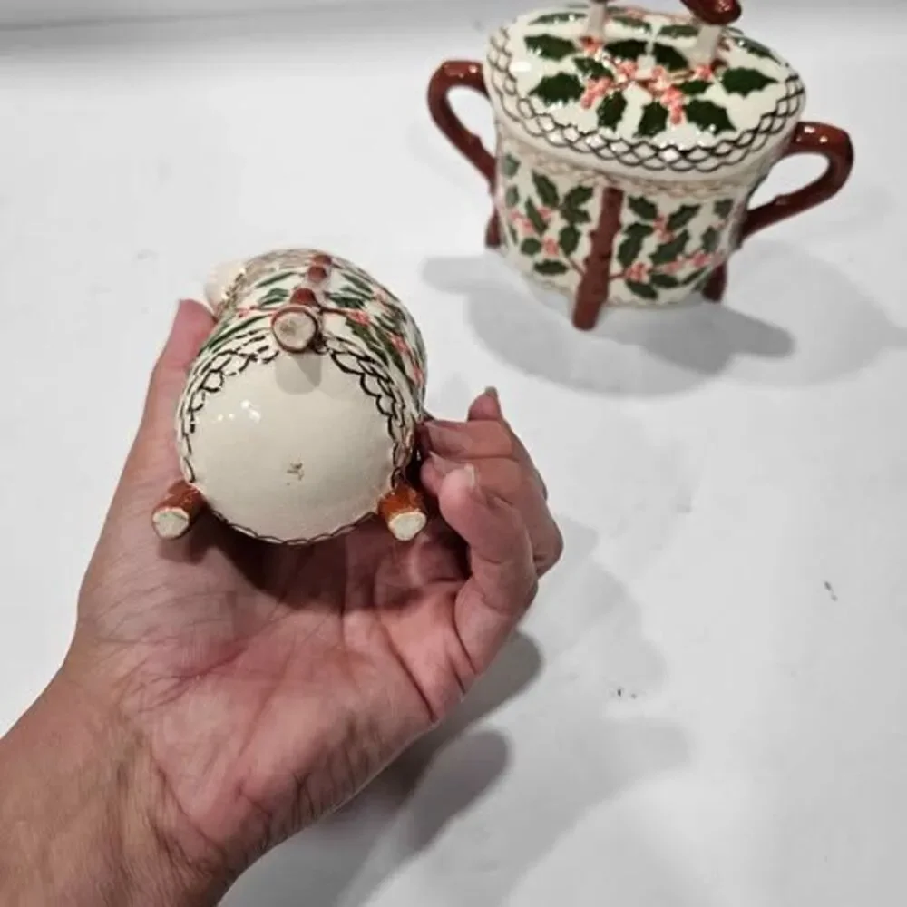 Christmas Holly Creamer and Sugar Bowl Set